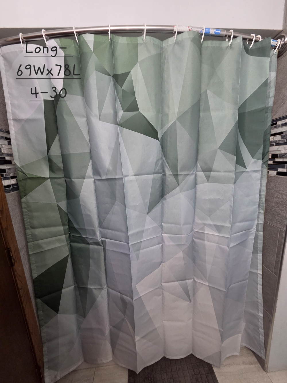 Nwot, Geometric Green Ombre Shower Curtain -